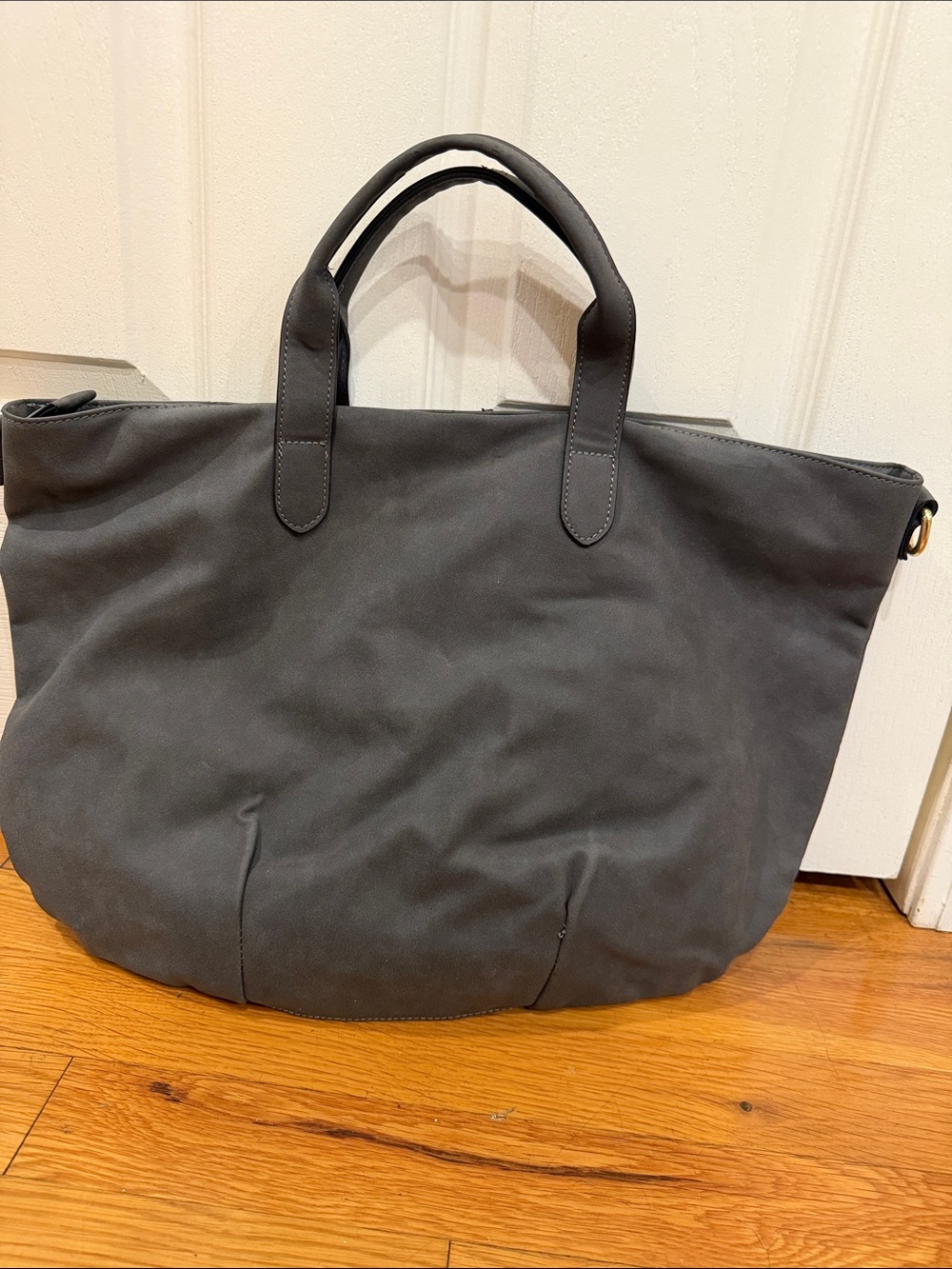Spacious Grey Tote Bag with Dual Top Handles